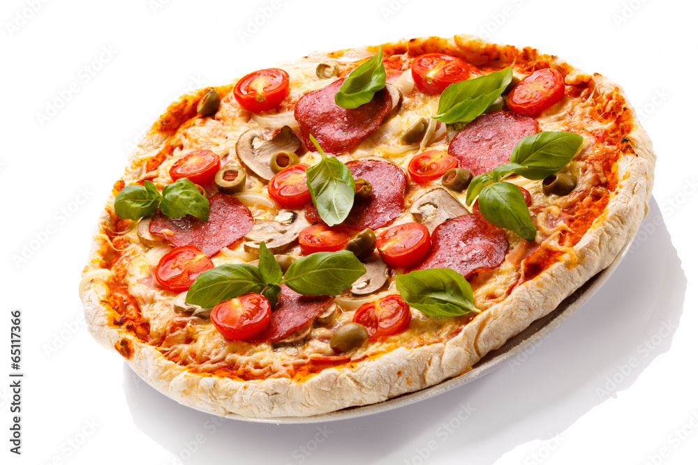 Pizza on white background