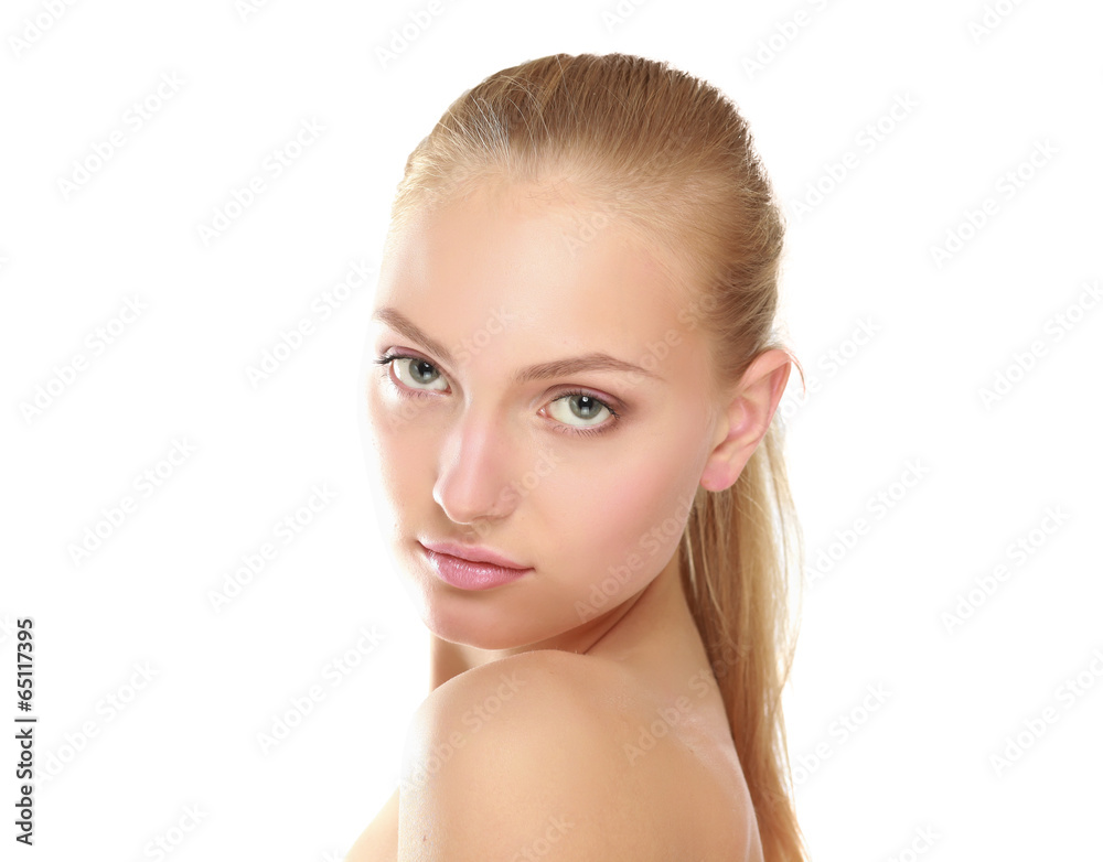 A beautiful woman, portrait isolated on white background A beautiful woman, portrait isolated on white background