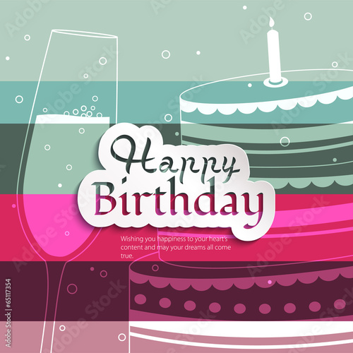 Vector birthday card with balloons, and birthday text.
