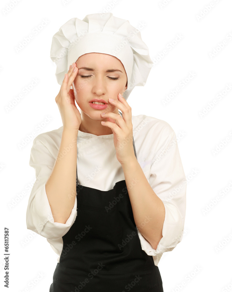 Chef headache and stress at work. Chef headache and stress at work.