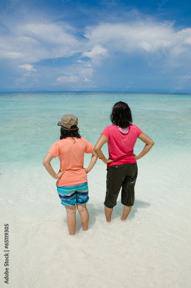 asian women on the tropical island beach asian women on the tropical island beach