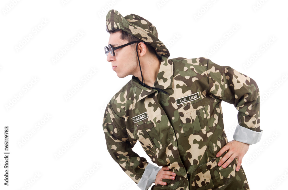 Funny soldier isolated on the white Funny soldier isolated on the white