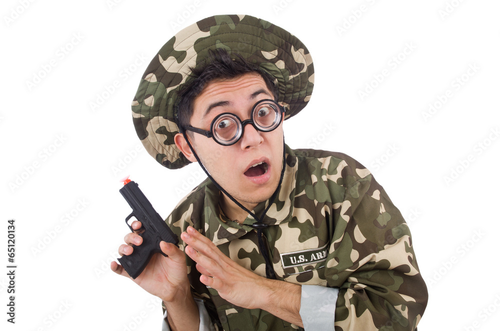 Funny soldier isolated on the white Funny soldier isolated on the white