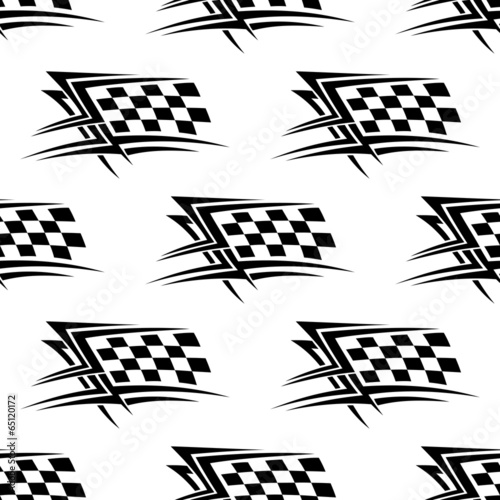 Black and white checkered flag seamless pattern