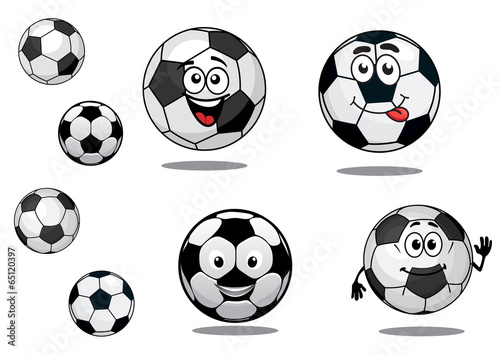 Cartoon soccer or football balls