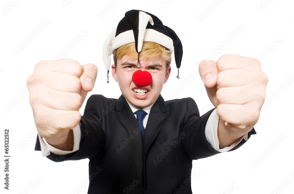 Clown businessman isolated on white Clown businessman isolated on white