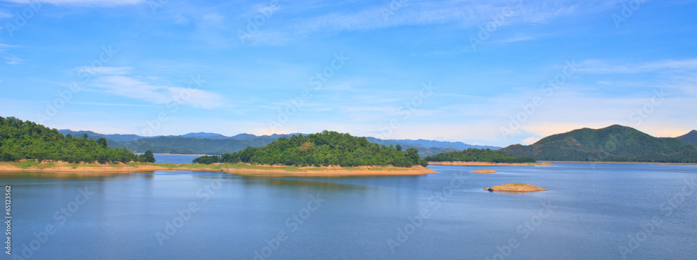 Panorama Views over the reservoir Kaengkrachan dam