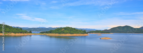 Panorama Views over the reservoir Kaengkrachan dam