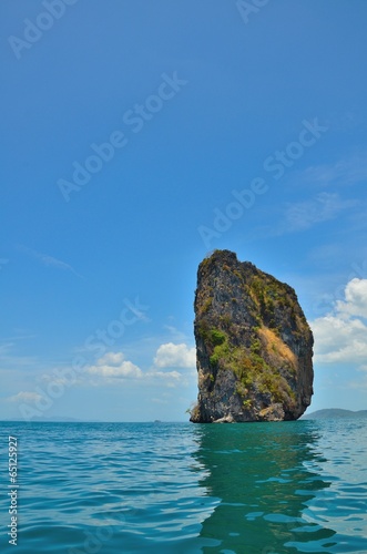 Big rock in the middle of the sea at Krabi.