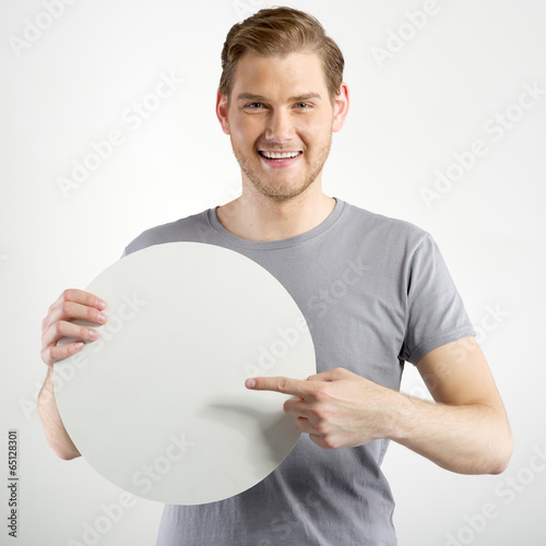 man holding sign