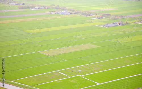 Dutch farm landscape from above, The Netherlands