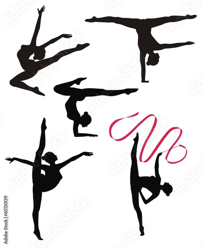 Silhouettes of gymnasts