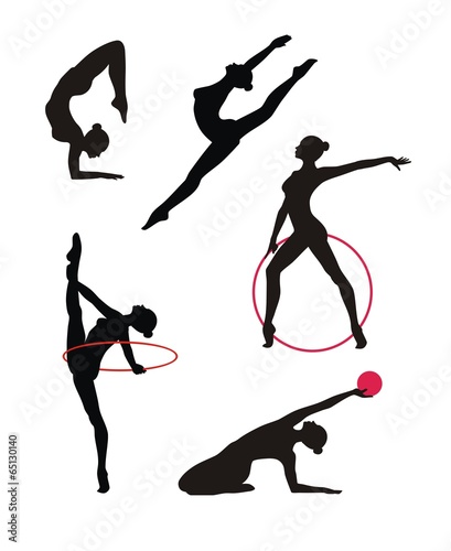 Silhouettes of gymnasts