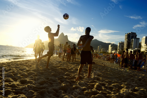 Sunset Silhouettes Playing Altinho Futebol Beach Football Rio