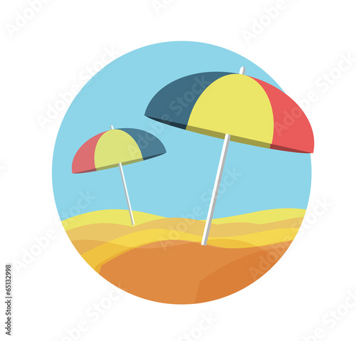 Beach umbrellas on a deserted beach