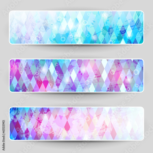 three geometric banners