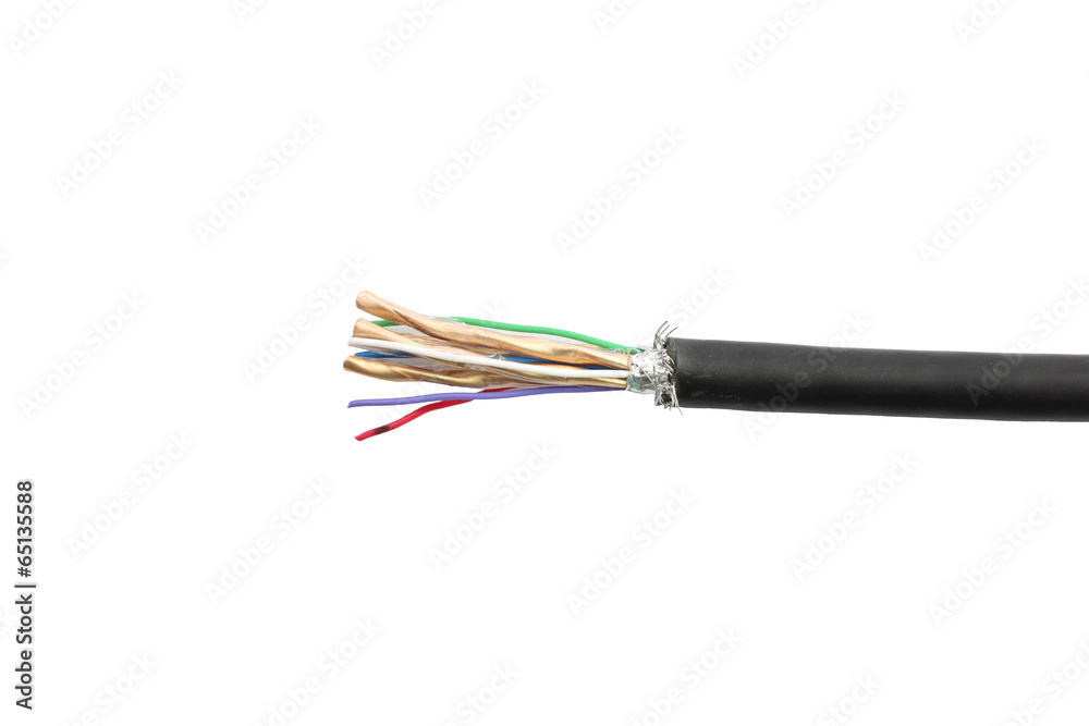 open cable insulator of shielded isolated on white. open cable insulator of shielded isolated on white.