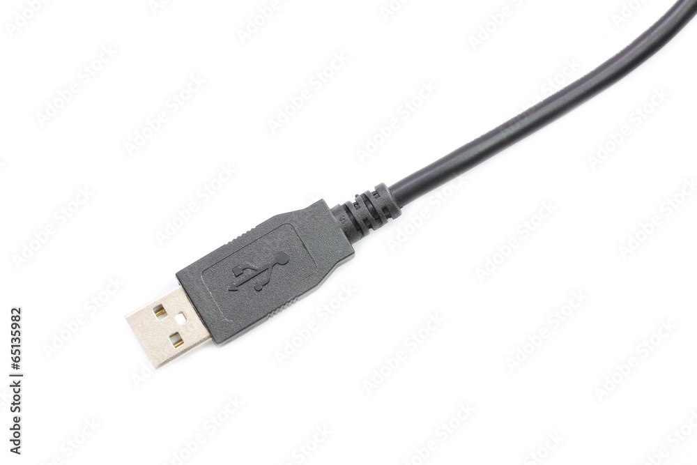 Black USB Plug isolated on white background. Black USB Plug isolated on white background.