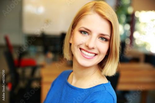 Closeup portrait of a smiling beautiful woman