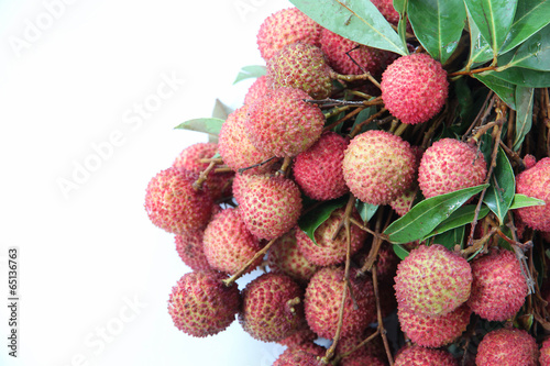 fresh lychees of isolated on white.