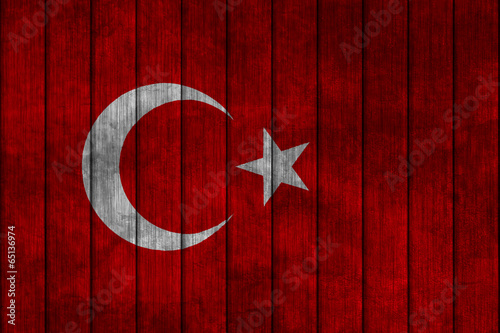 Illustration with flag in map on grunge background - Turkey photo