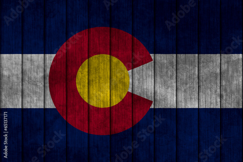 Illustration with flag in map on grunge background - Colorado #65137171