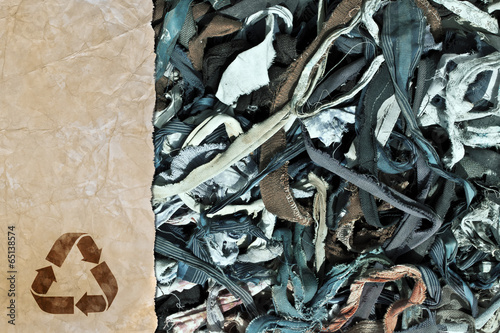 Recycling raw materials. Dilapidated cloth. Ecological concept