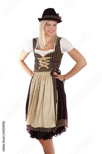 Young blonde woman in traditional bavarian costume