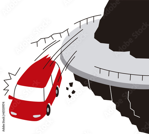 崖から落ちる車