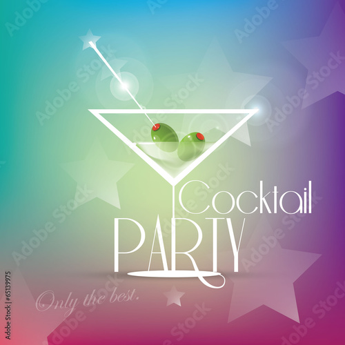 Cocktail party invitation with martini glass