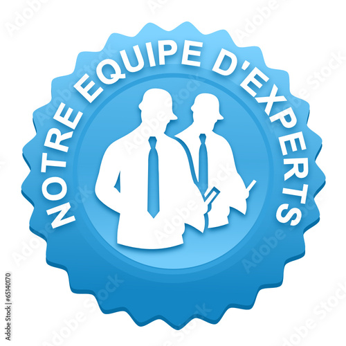 notre équipe d'experts sur bouton web denté bleu