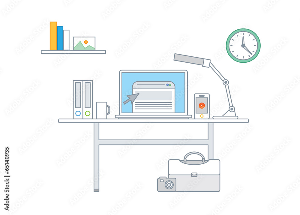 Simple line illustration of a modern business concept set Simple line illustration of a modern business concept set