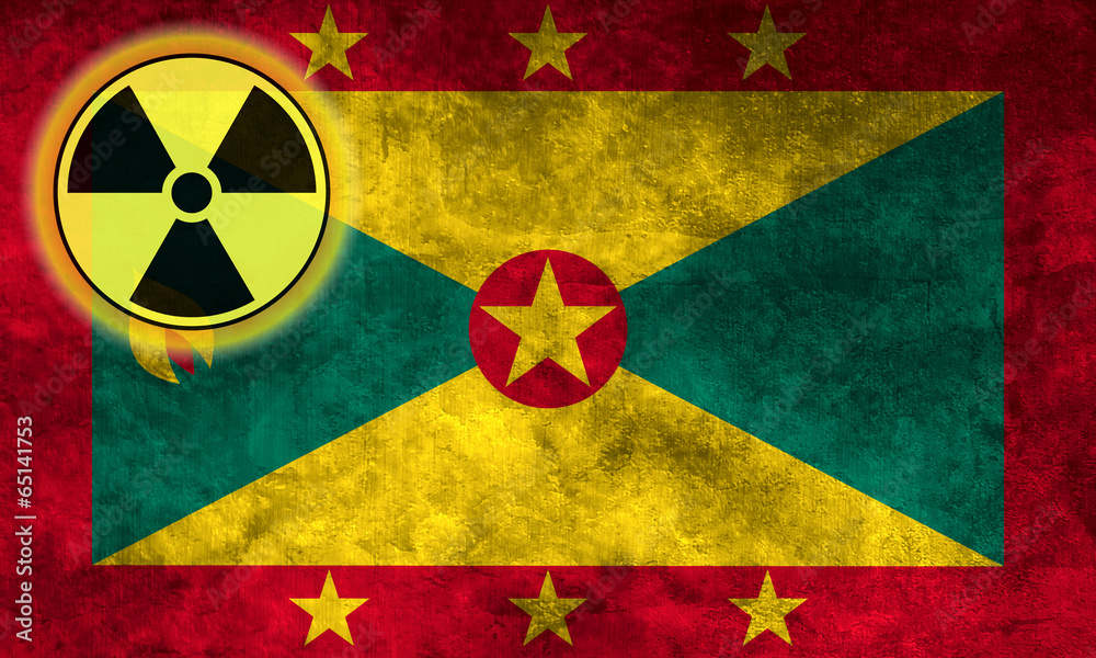 Fototapeta premium Grunge flag background with nuclear sign - Grenada