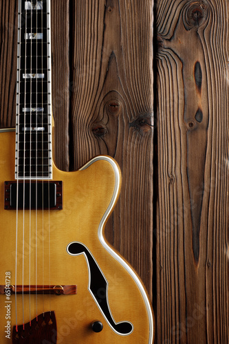 jazz guitar on aged wood photo