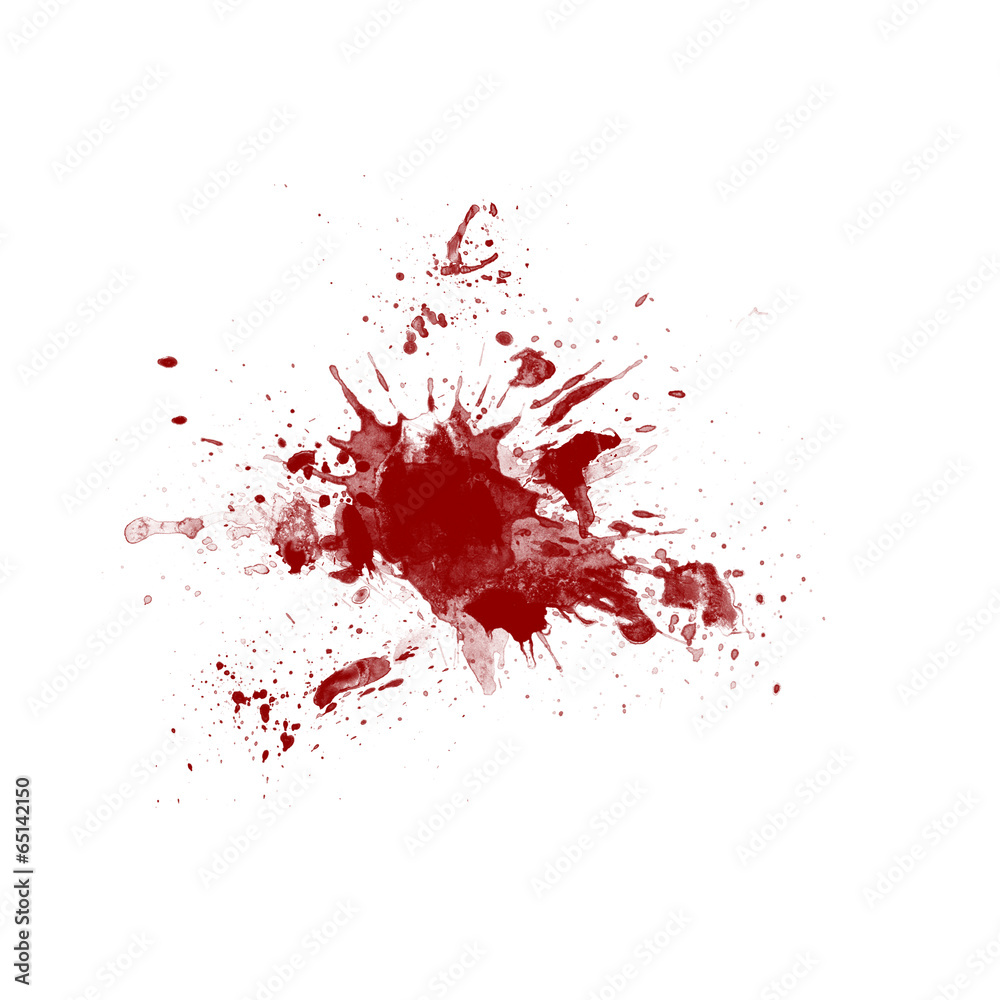 Blood splatter on white background