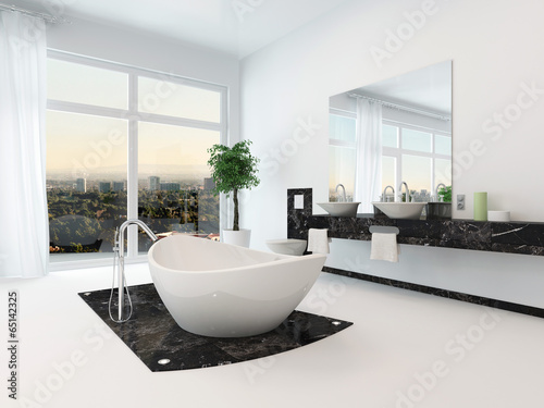Bathroom interior with nice freestanding bathtub © XtravaganT