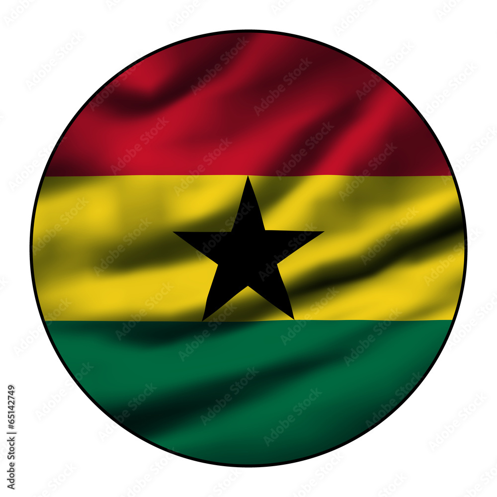 Illustration of a waving flag in a round circle - Ghana Illustration of a waving flag in a round circle - Ghana
