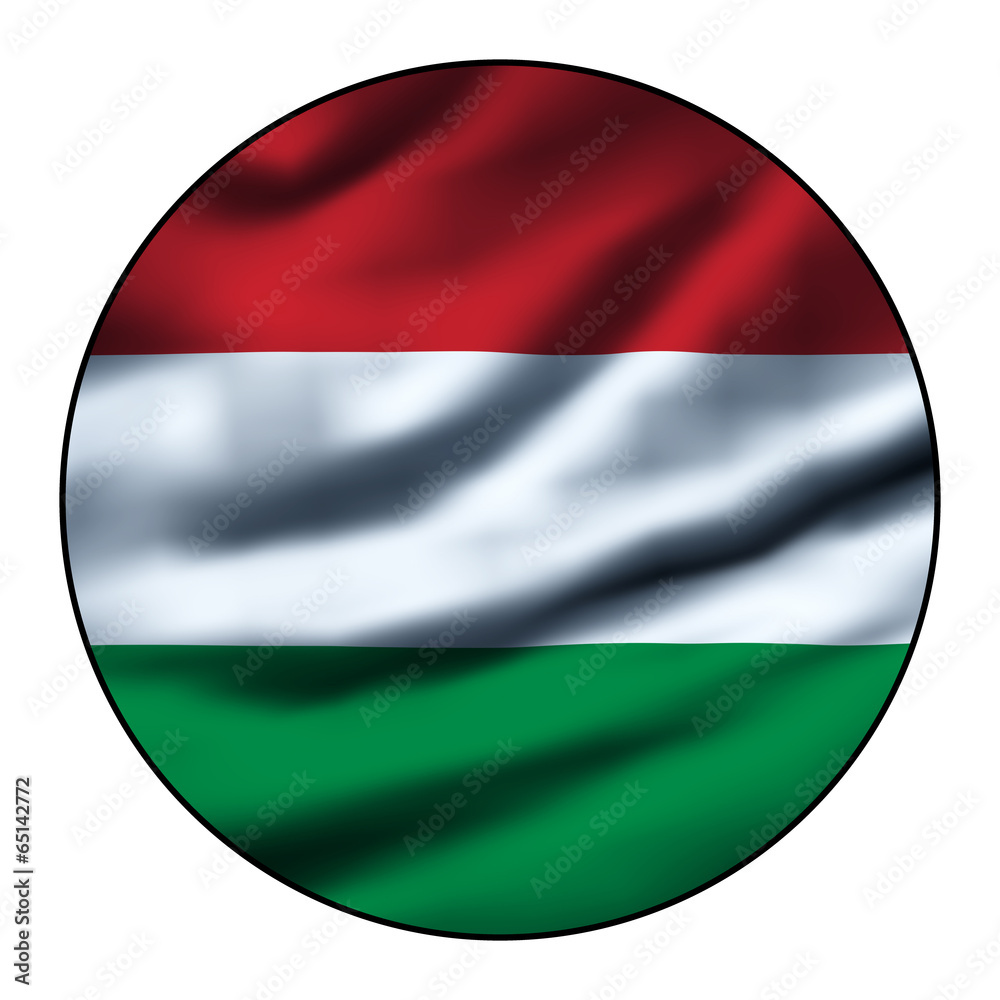 Obraz premium Illustration of a waving flag in a round circle - Hungary