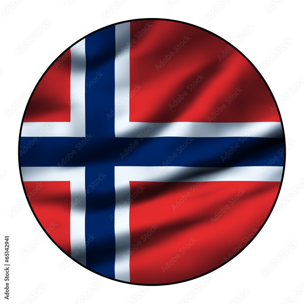 Fototapeta premium Illustration of a waving flag in a round circle - Norway