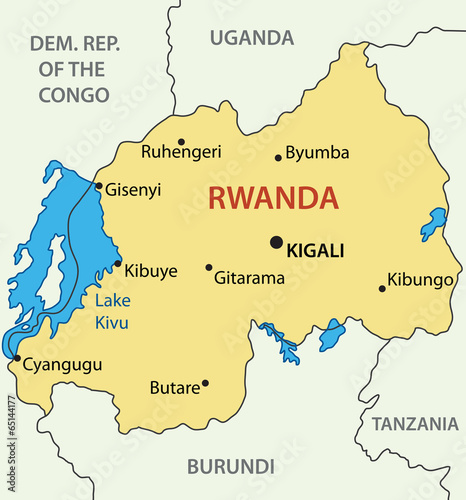 Republic of Rwanda - vector map photo