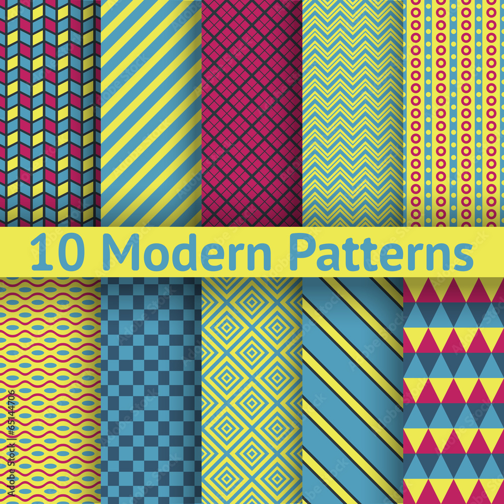 Different modern vector seamless patterns (tiling)