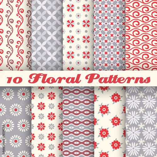 Floral fashionable vector seamless patterns (tiling)