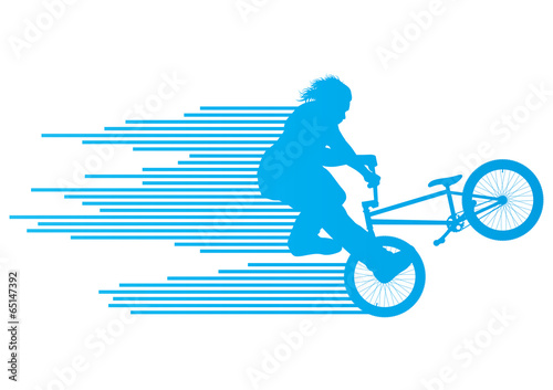 Extreme cyclists bicycle rider active teenager sport silhouettes