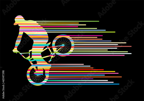 Extreme cyclists bicycle rider active teenager sport silhouettes