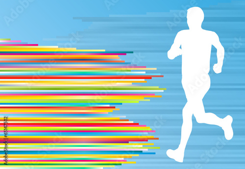 Man runner silhouette vector background template concept