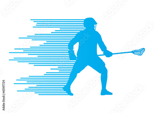 Lacrosse player in action vector background concept made of stri