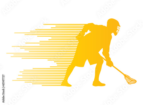Lacrosse player in action vector background concept made of stri