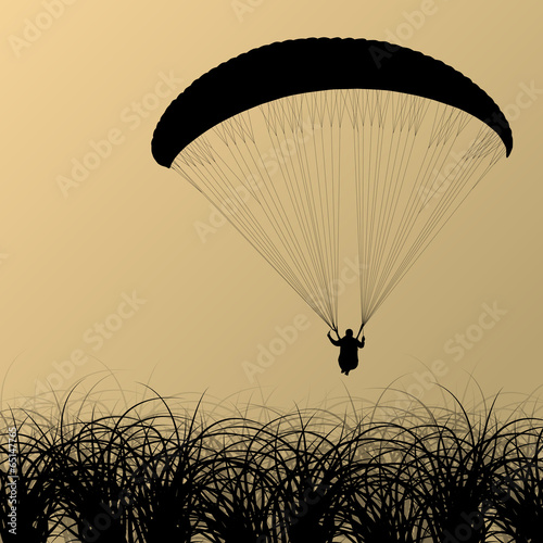 Paragliding active sport background landscape concept vector