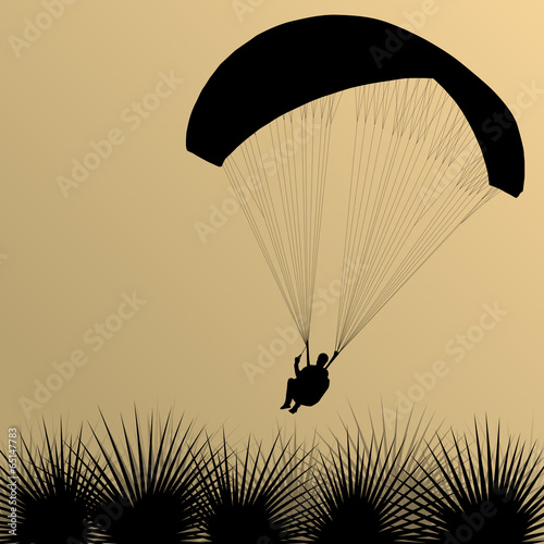 Paragliding active sport background landscape concept vector