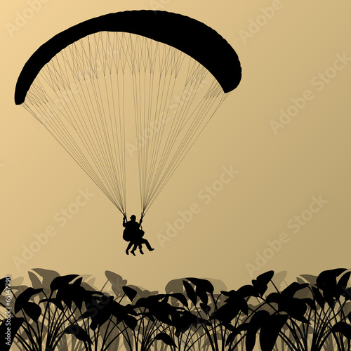 Paragliding active sport background landscape concept vector